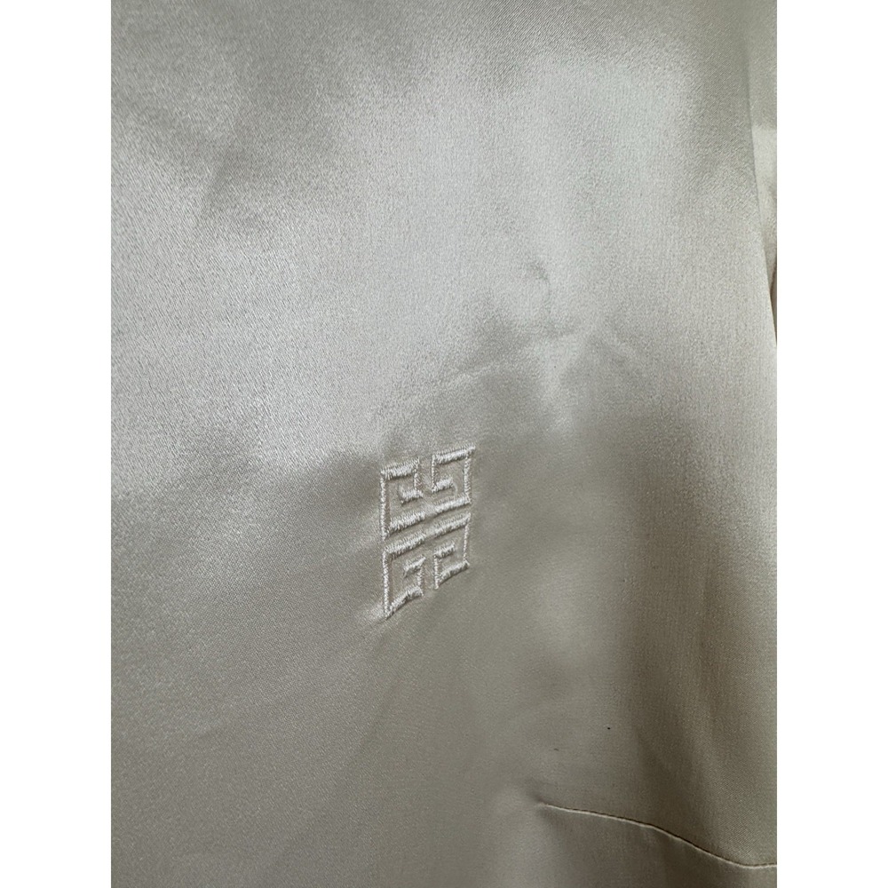 Vtg Givenchy Satin Blouse Champagne Embroidered Logo Women's 18W Quiet Luxury - Picture 5 of 11